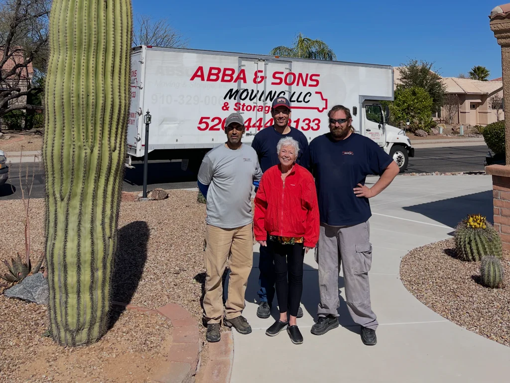 Abba and Sons Moving team with a satisfied customer after completing a residential move in Tucson
